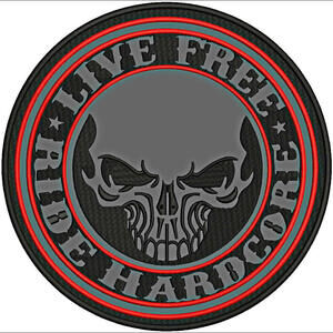 Red on Black Round Iron on Patch for Biker Vests & Jackets